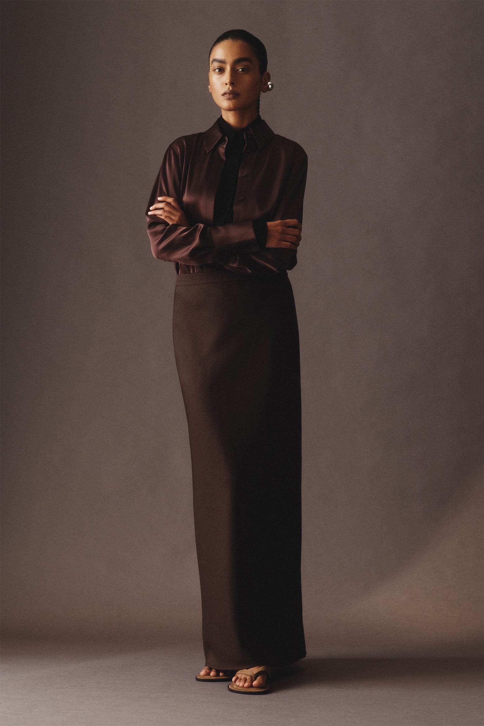 The A.EMERY Philippa Shirt in Chocolate available at The New Trend.