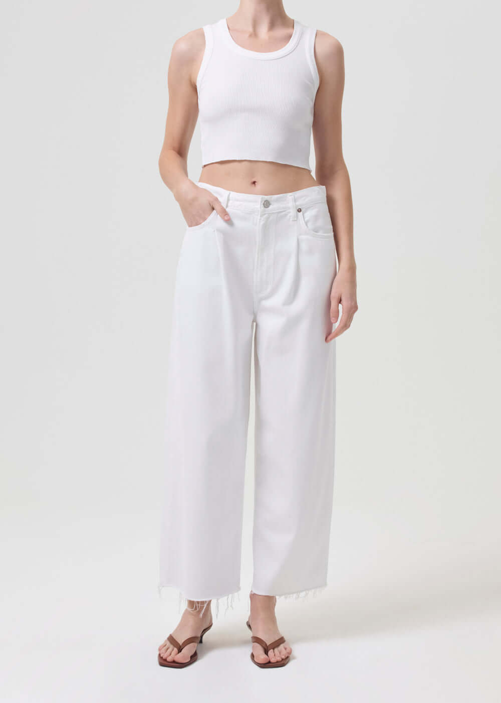 Agolde Cropped Poppy Tank in White available at TNT The New Trend Australia.