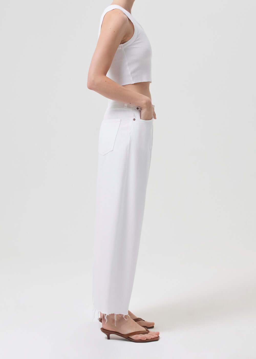 Agolde Cropped Poppy Tank in White available at TNT The New Trend Australia.