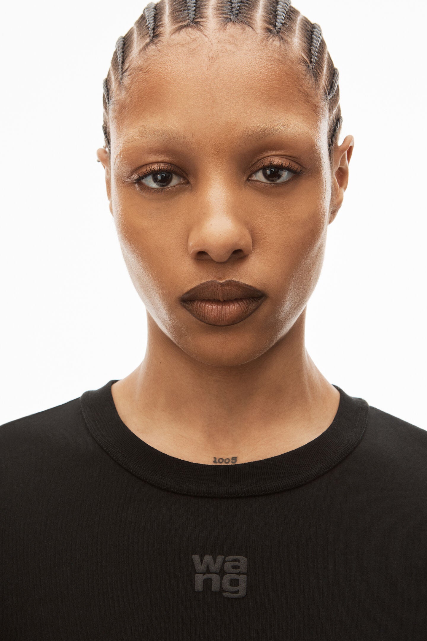 Alexander Wang Essential Jersey Shrunk Tee Logo Bound Neck in Black available at The New Trend Australia.