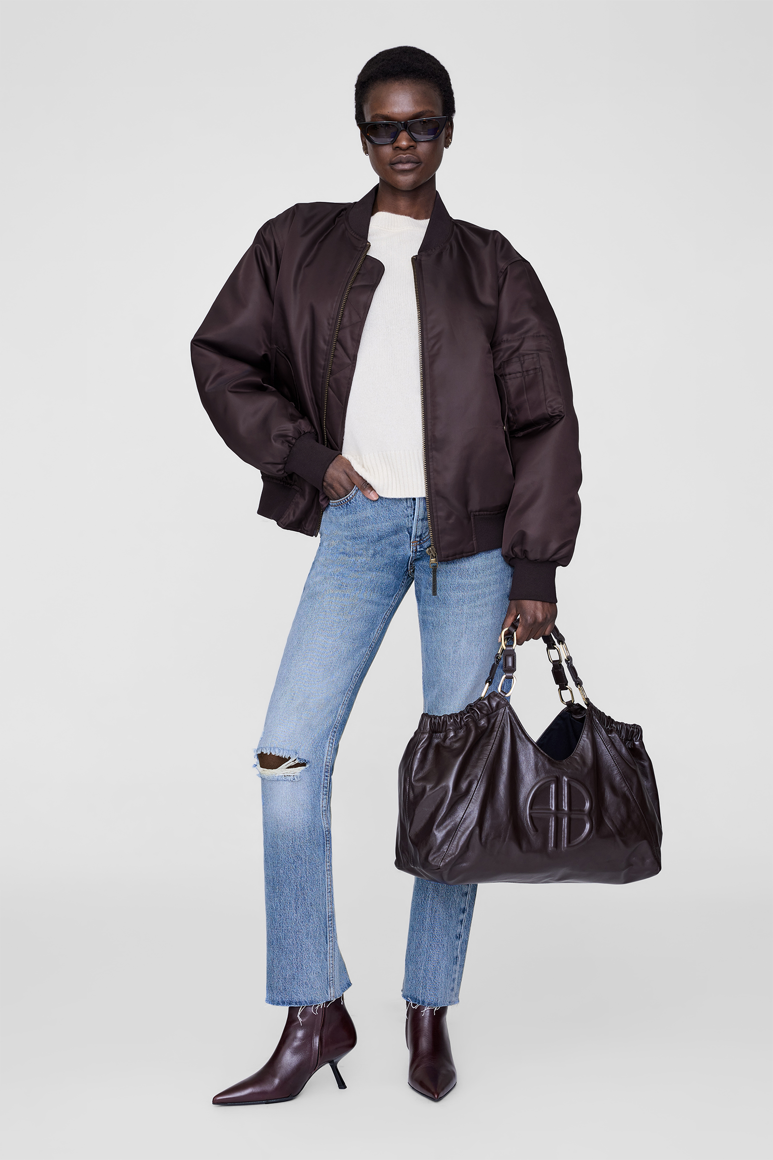 ANINE BING LEON BOMBER IN DEEP BROWN | THE NEW TREND