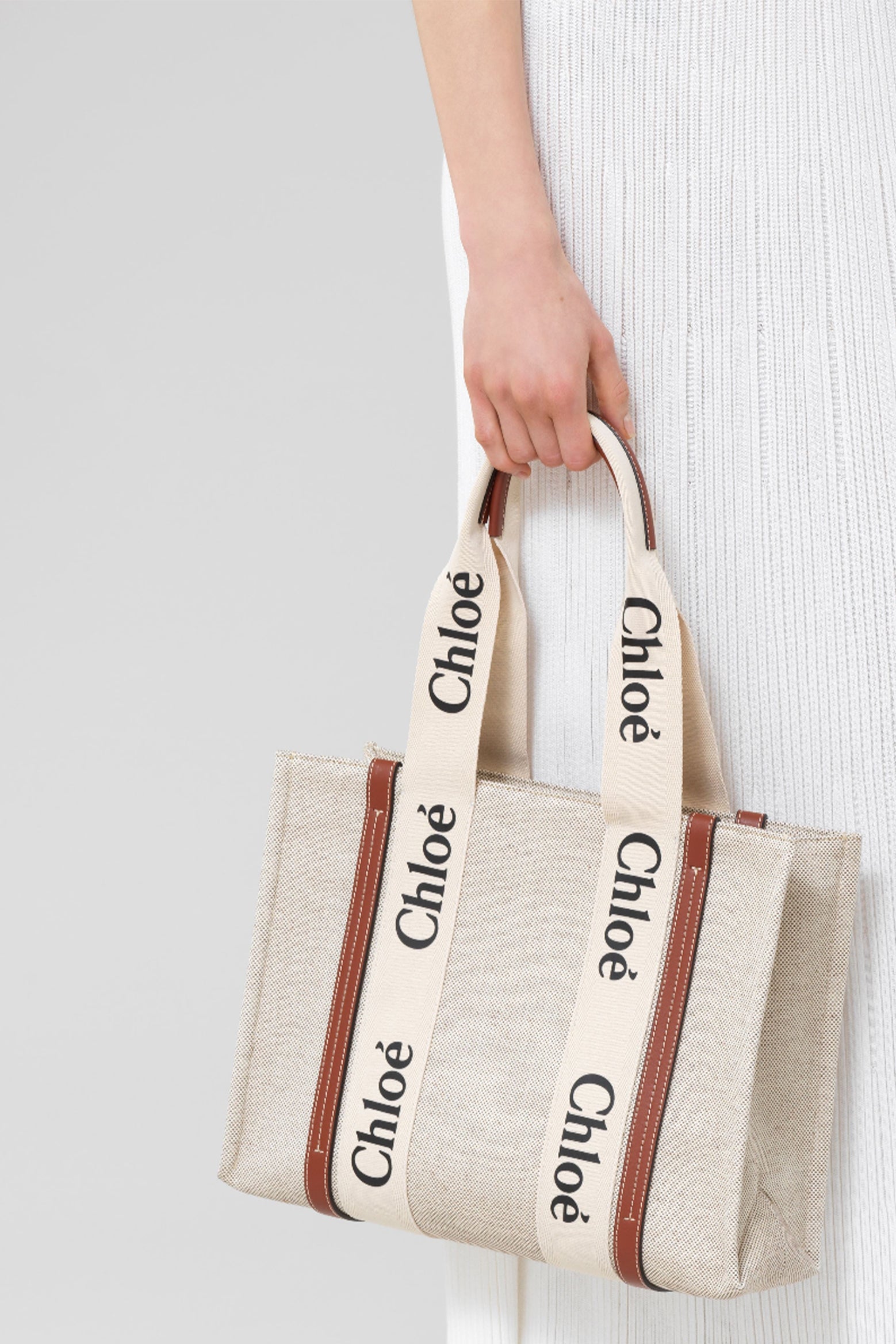 Chloé Woody Medium Tote in White and Brown available at The New Trend Australia.
