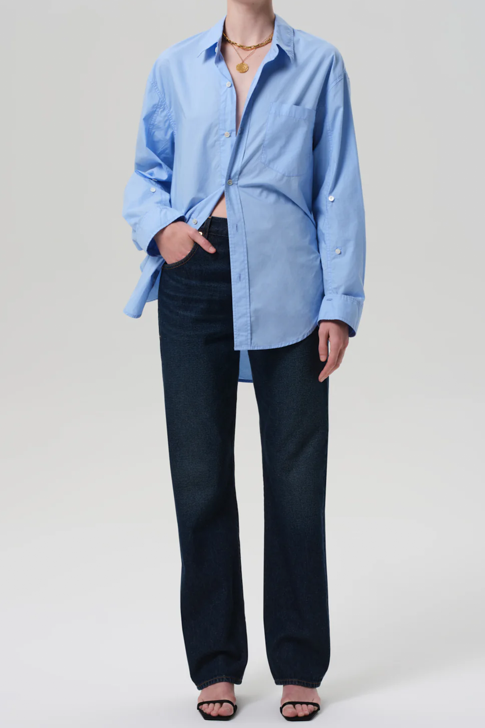 CITIZENS OF HUMANITY KAYLA SHIRT IN BANKER BLUE | THE NEW TREND