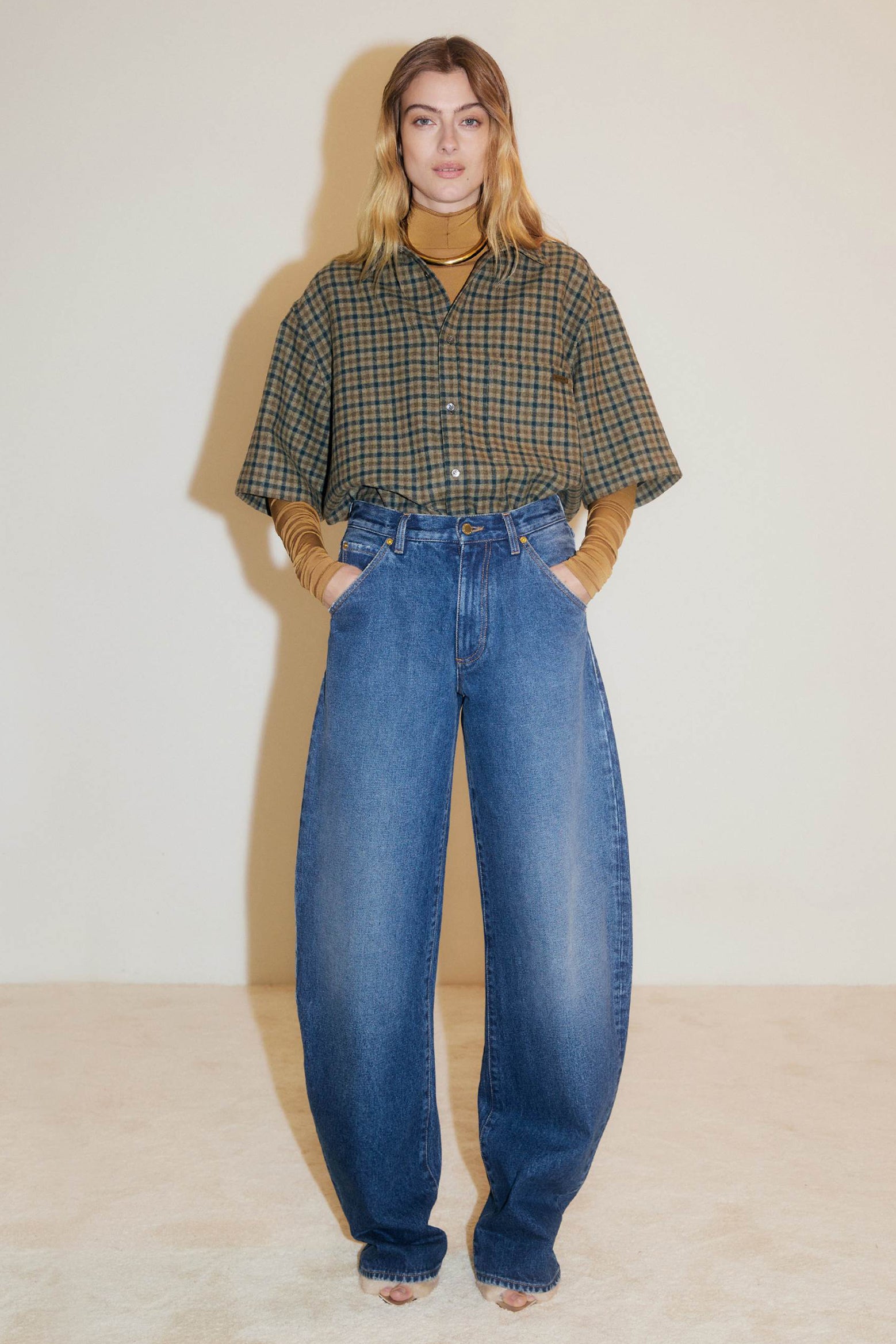 The DARKPARK Kris Barrel Leg Denim in Medium Wash available at The New Trend Australia