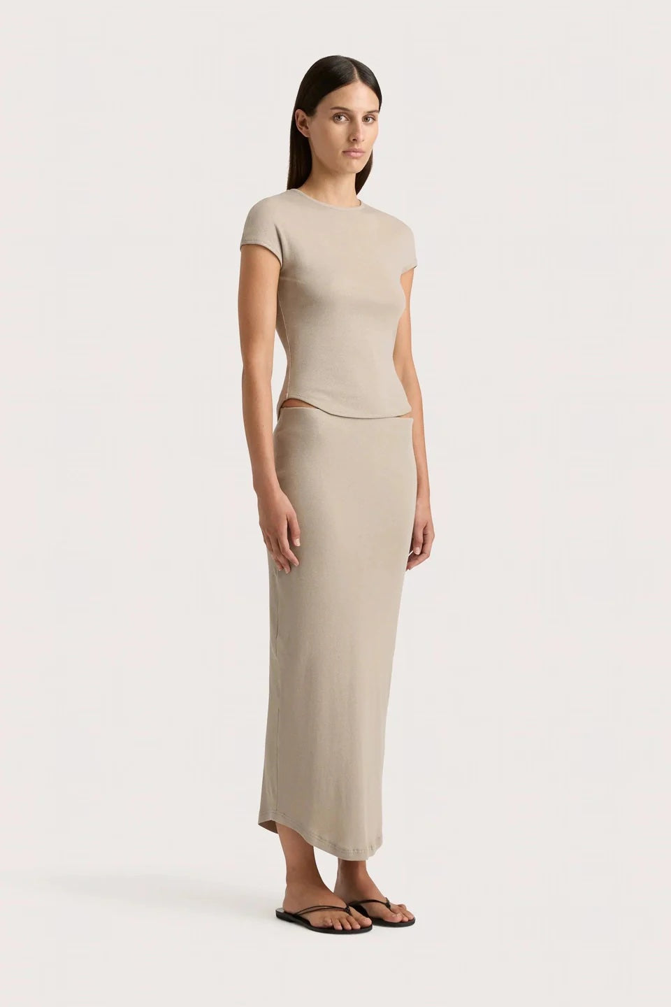 FAITHFULL THE BRAND Loire Skirt in Taupe | The New Trend