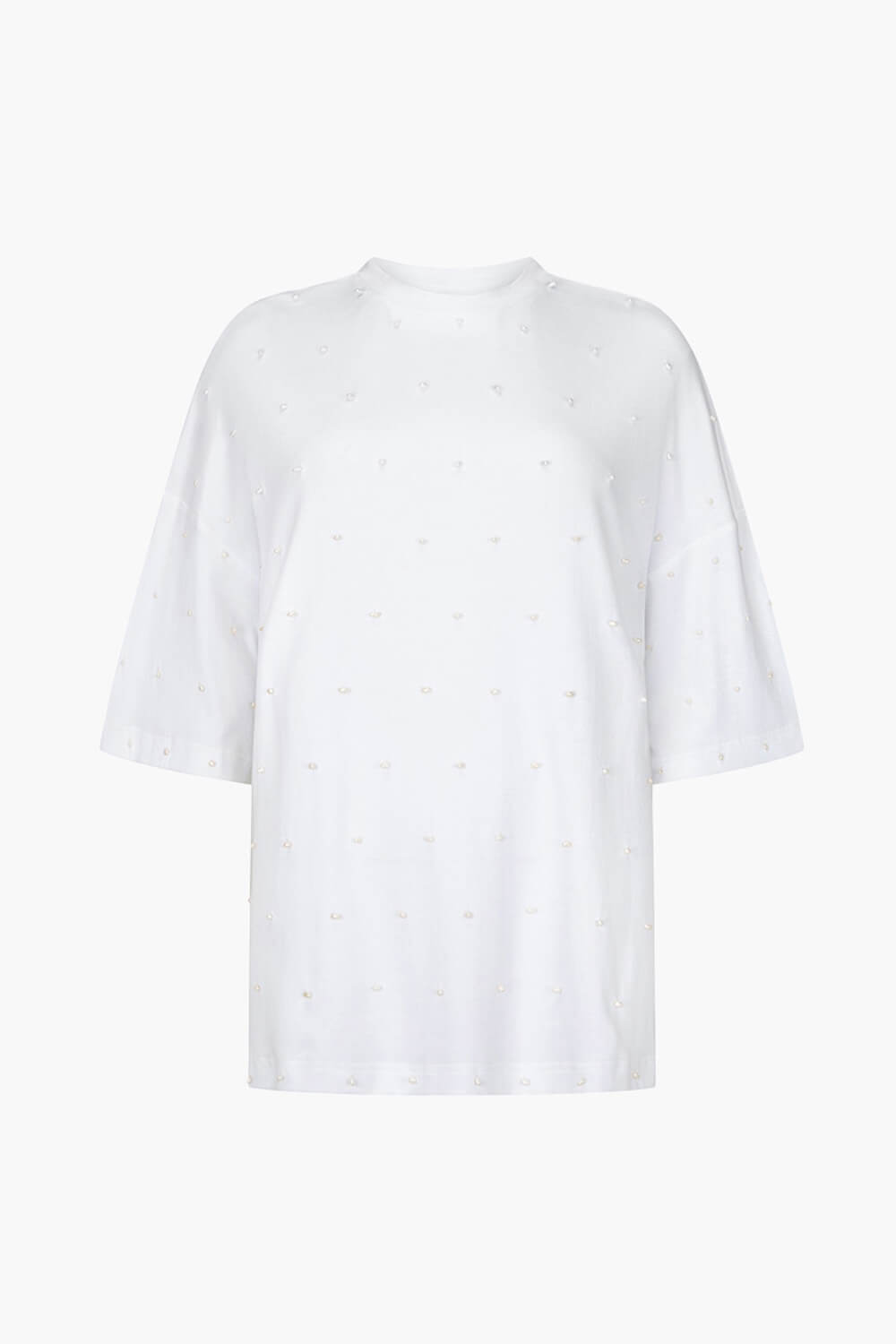 The Beaded Gibson Tee in Pearl by Harris Tapper is available at The New Trend