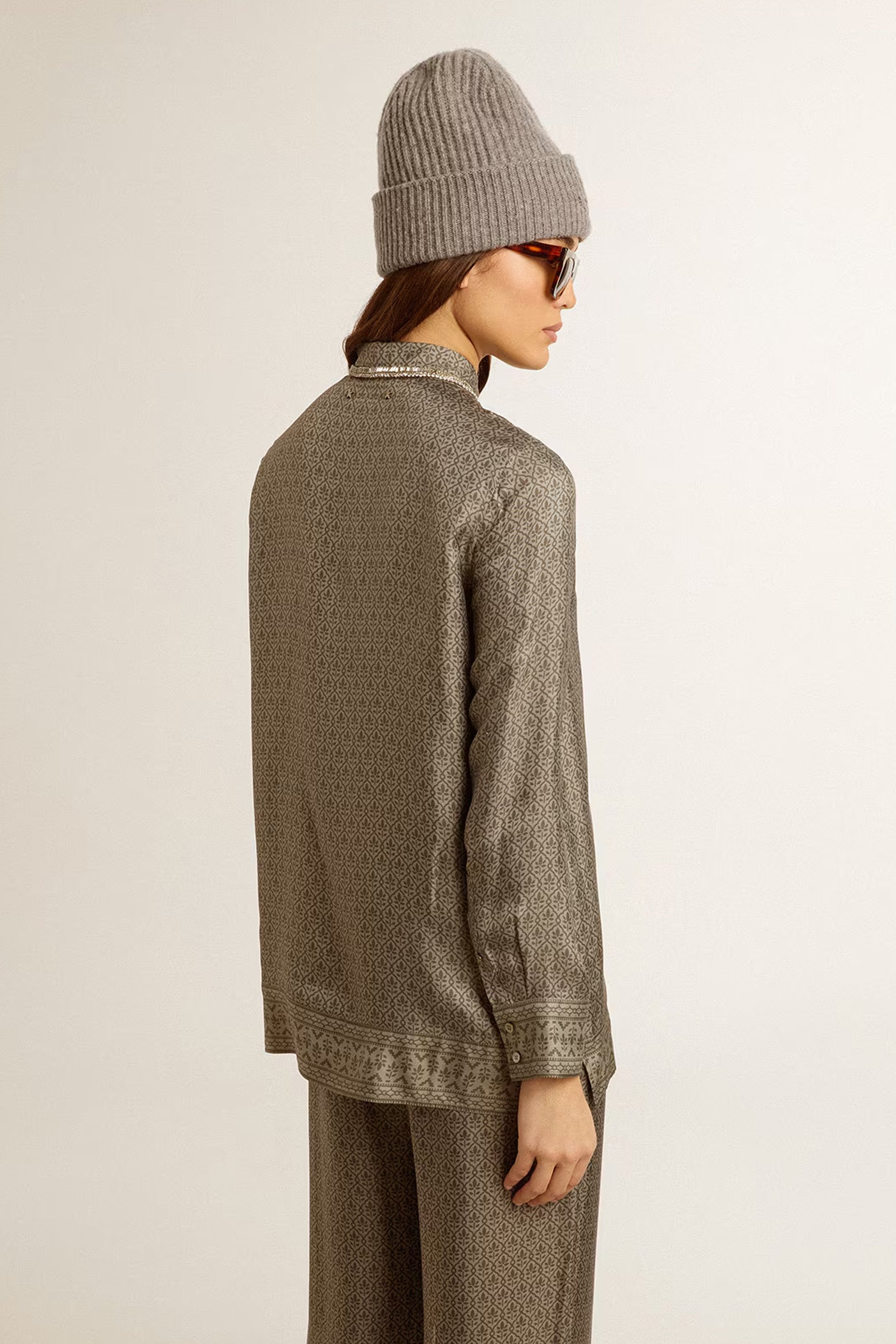 The Golden Goose Journey W's Shirt Pajamas Twill Allover Print W Embroider in Moon Mist available at The New Trend Australia