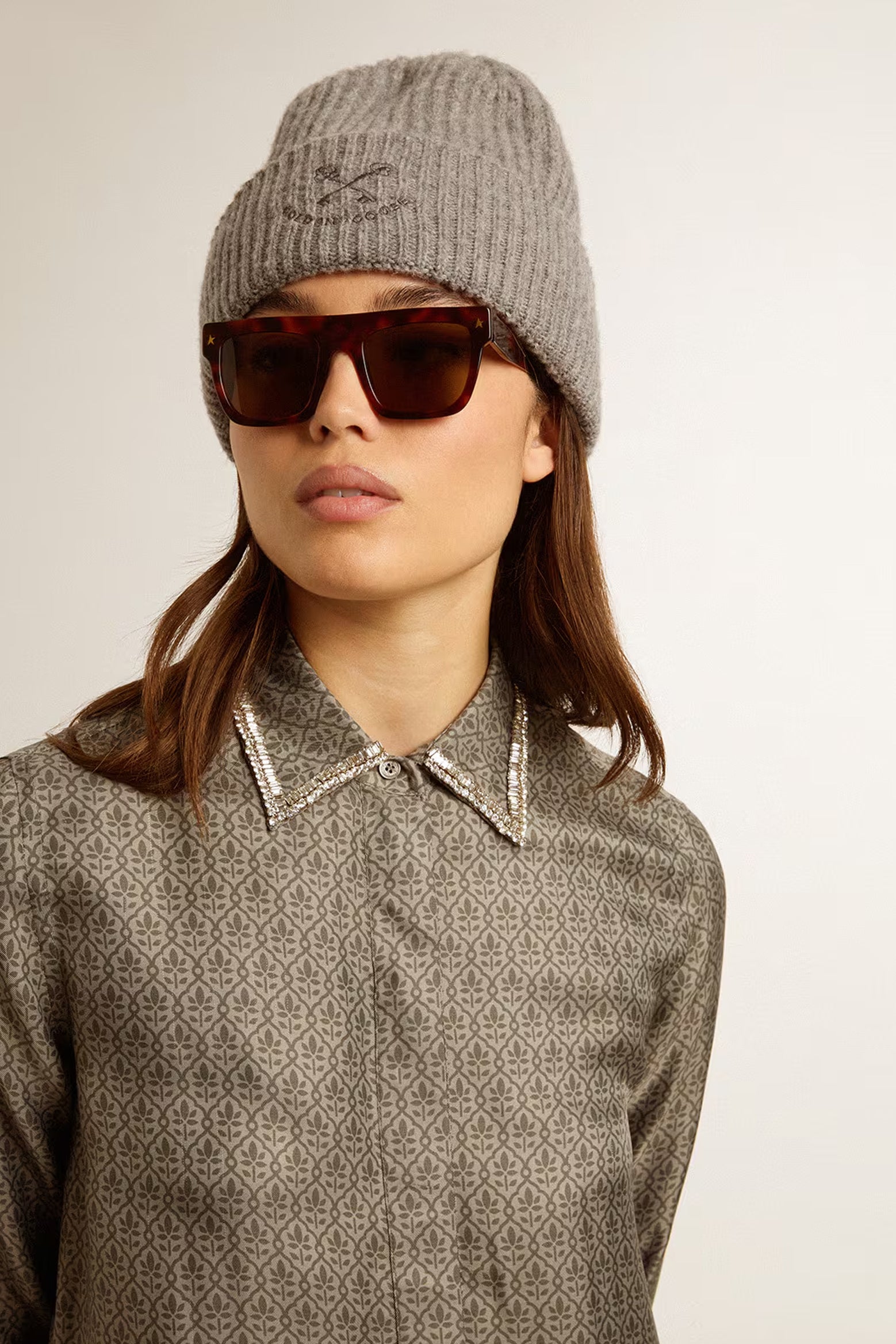 The Golden Goose Journey W's Shirt Pajamas Twill Allover Print W Embroider in Moon Mist available at The New Trend Australia