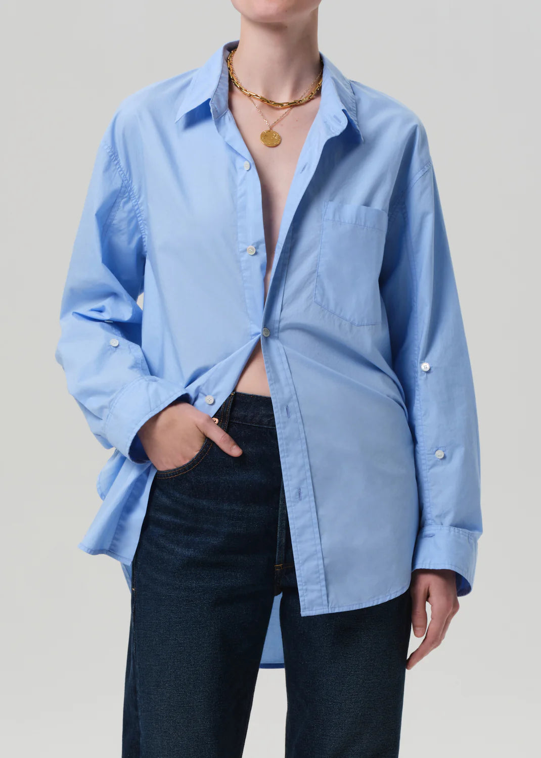 CITIZENS OF HUMANITY KAYLA SHIRT IN BANKER BLUE | THE NEW TREND