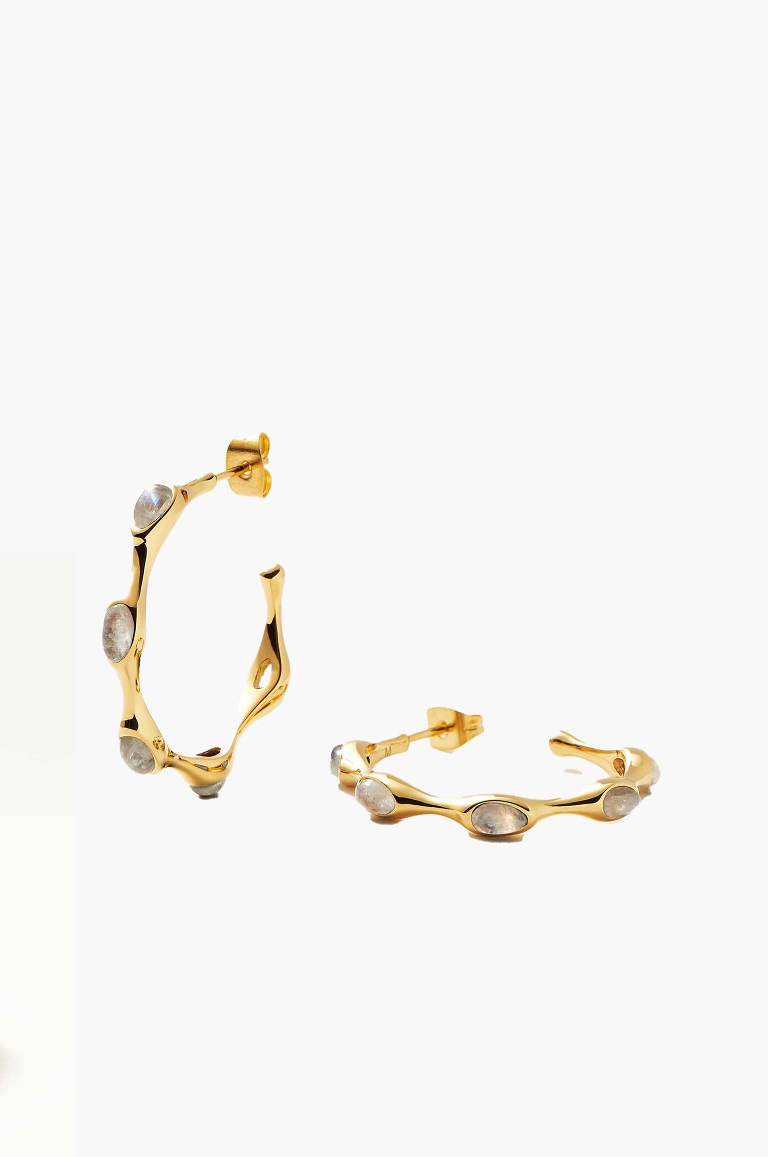 The MISSOMA Magma Gemstone Small Hoop Earrings in Gold available at The New Trend.