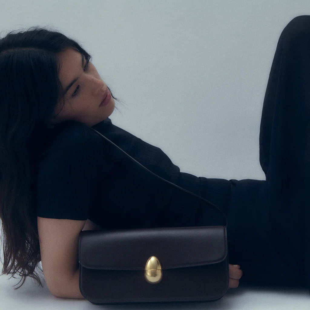 Neous Phoenix Leather Baguette in Dark Chocolate available at TNT The New Trend Australia.