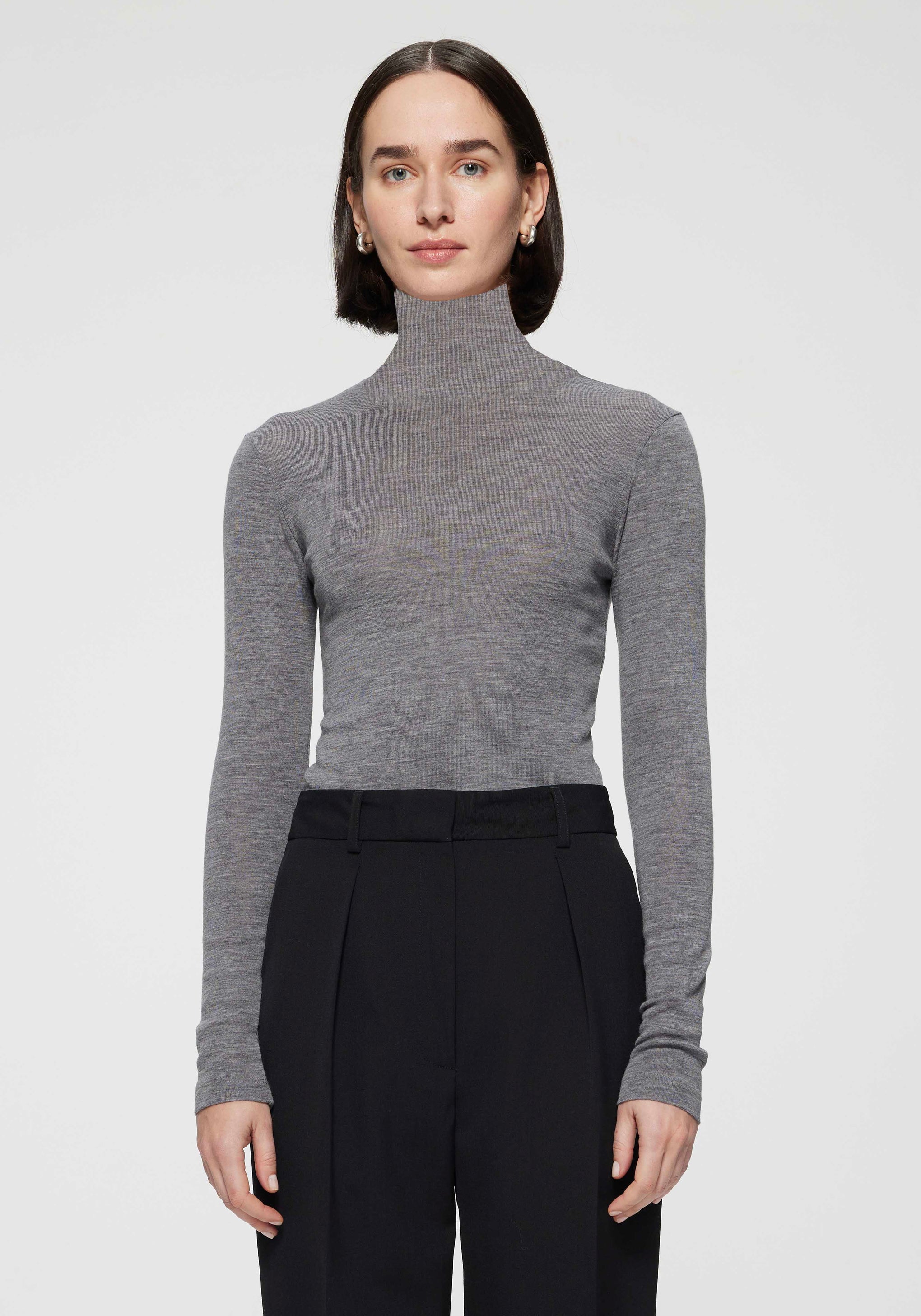 Rohe Fine Merino Turtleneck in Grey Melange available at TNT The New Trend Australia