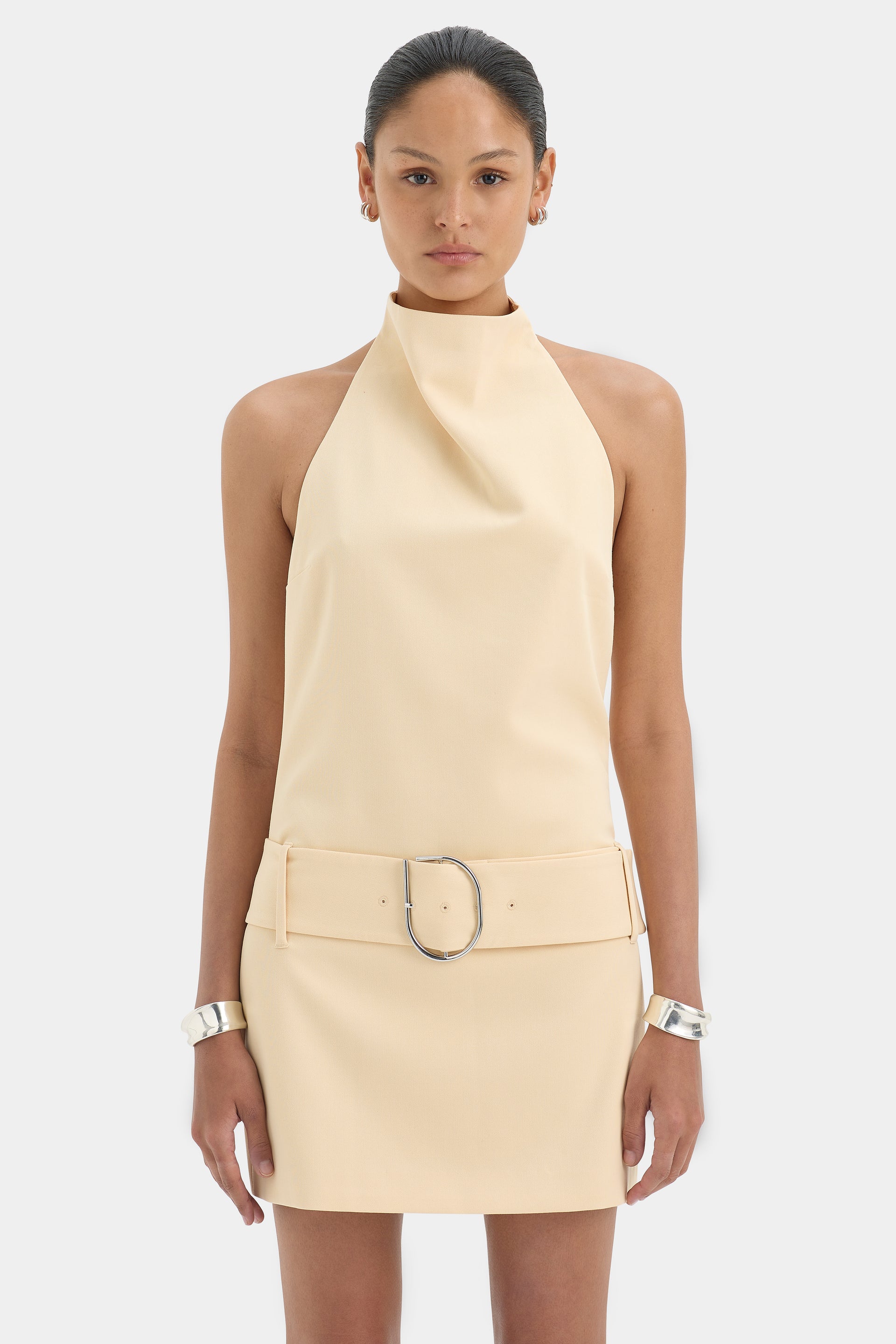 SIR SABINA BELTED MINI DRESS IN BUTTER | THE NEW TREND