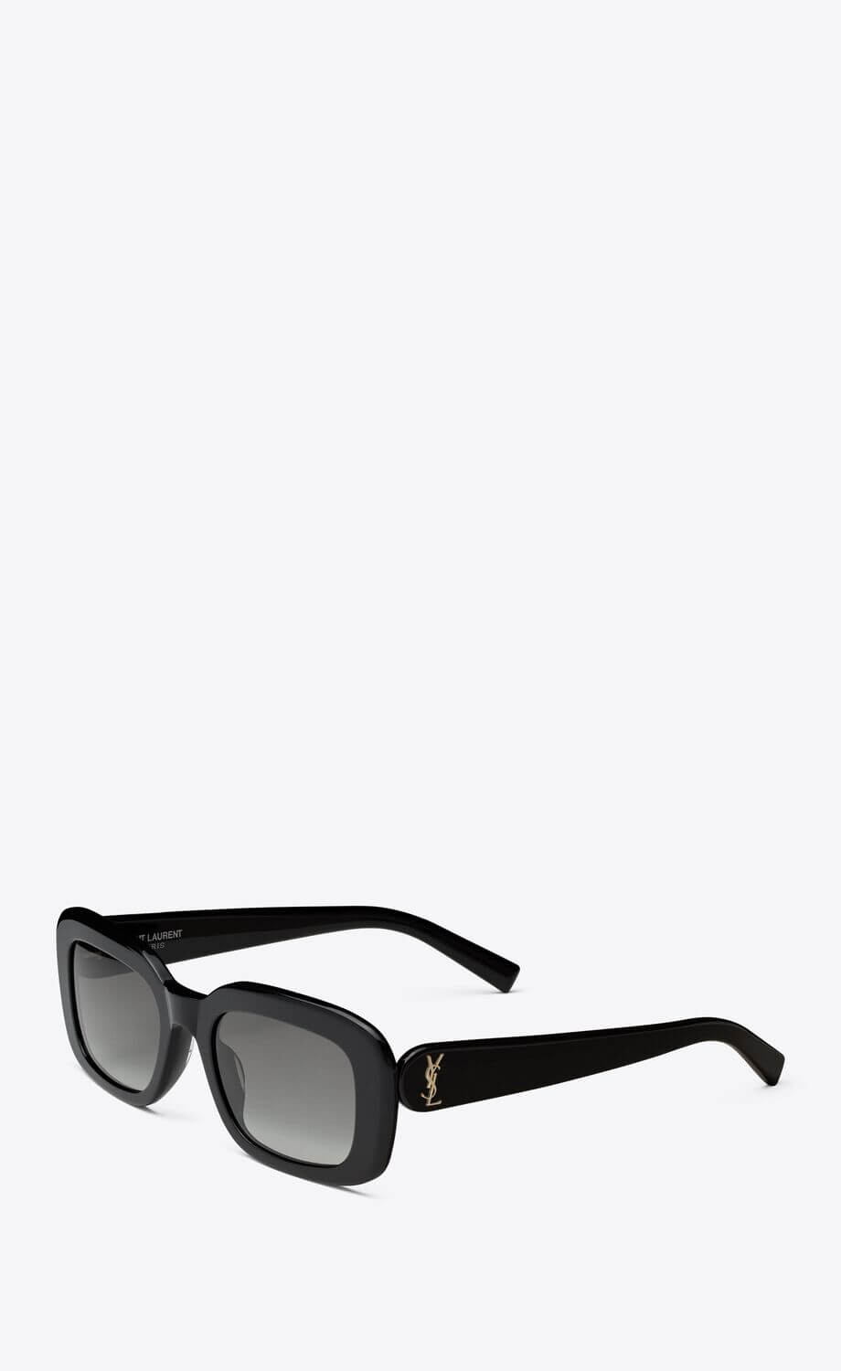 Saint Laurent Pillowed Rectangular Sunglasses in Black available at The New Trend Australia.
