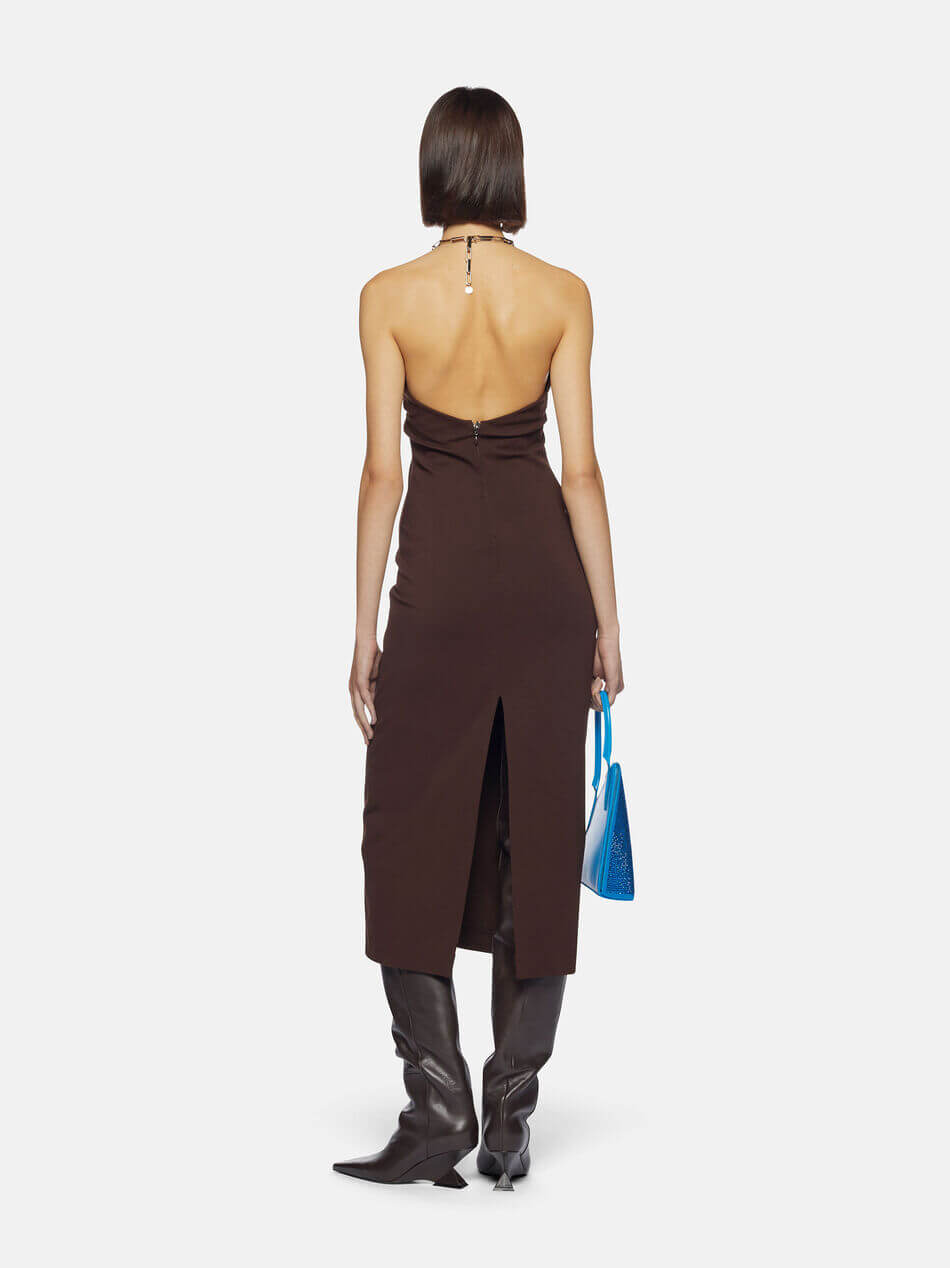 The-Attico-Giona-Midi-Dress-Dark-Brown-The-New-Trend