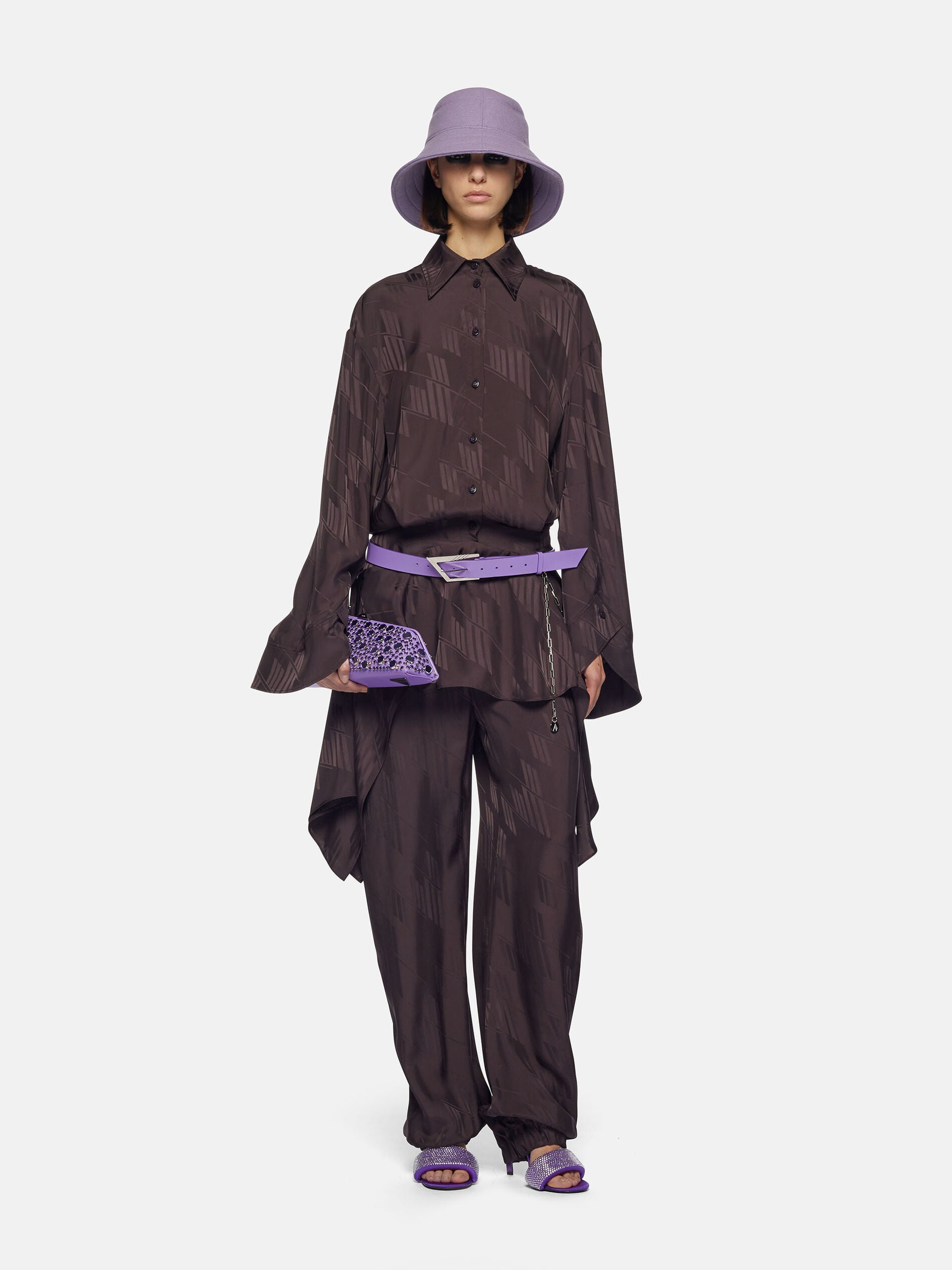 The Attico Long Pants in Dark Brown available at TNT The New Trend Australia.