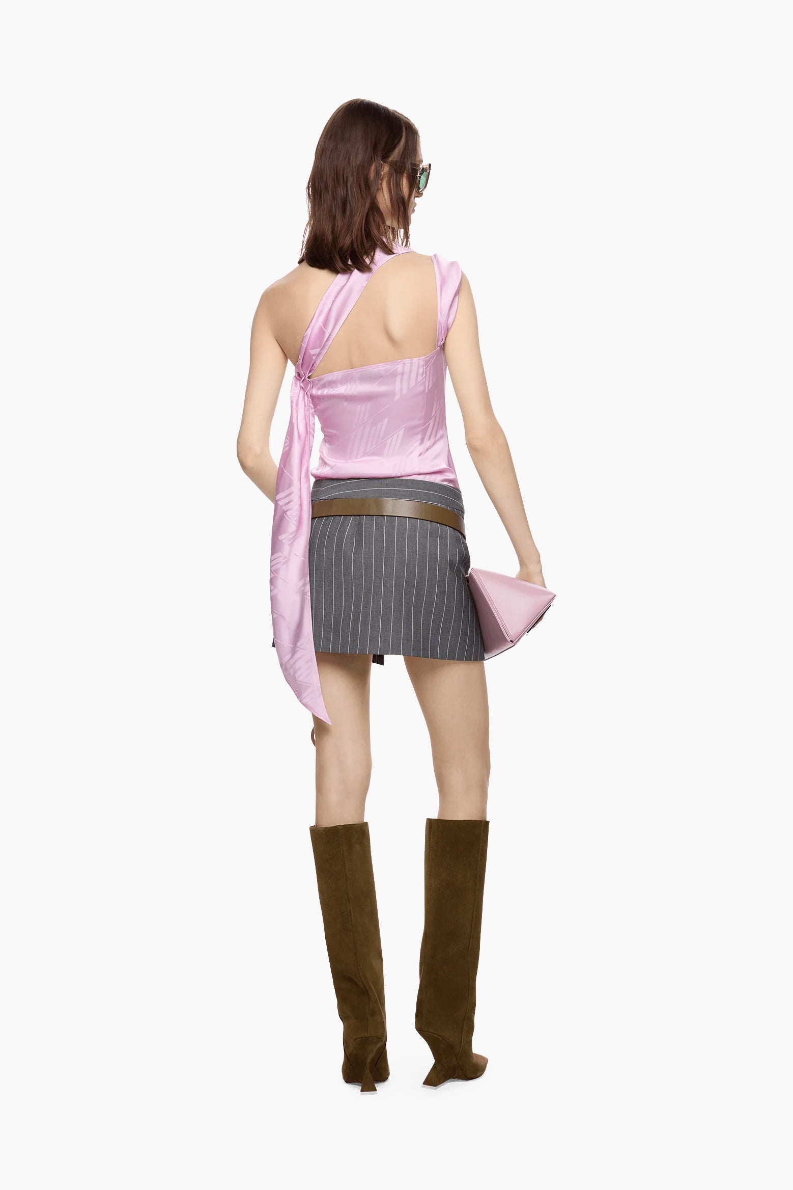 The Attico Sam Top in Sugar Pink available at The New Trend