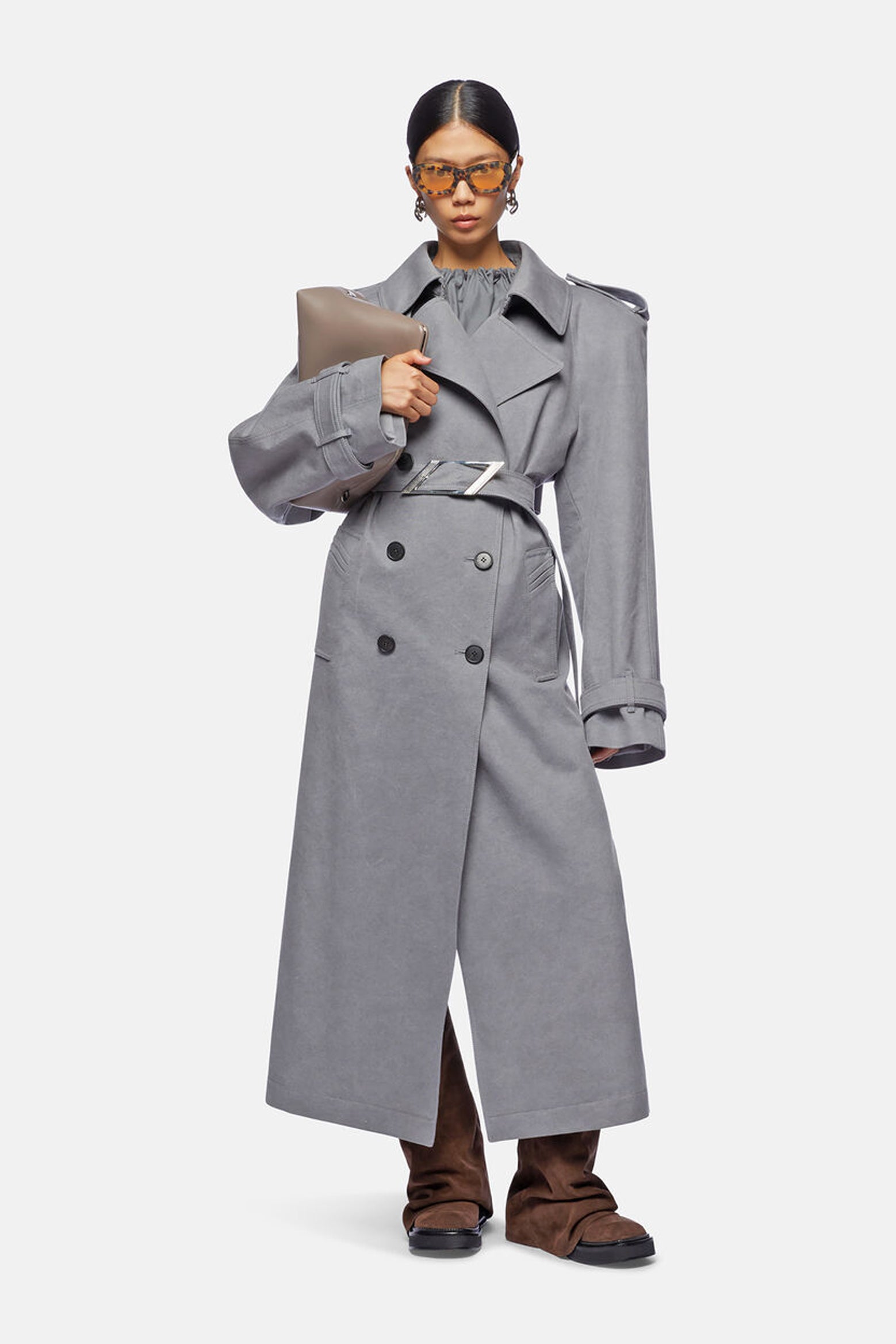 The Attico Grey Trench available at The New Trend Australia