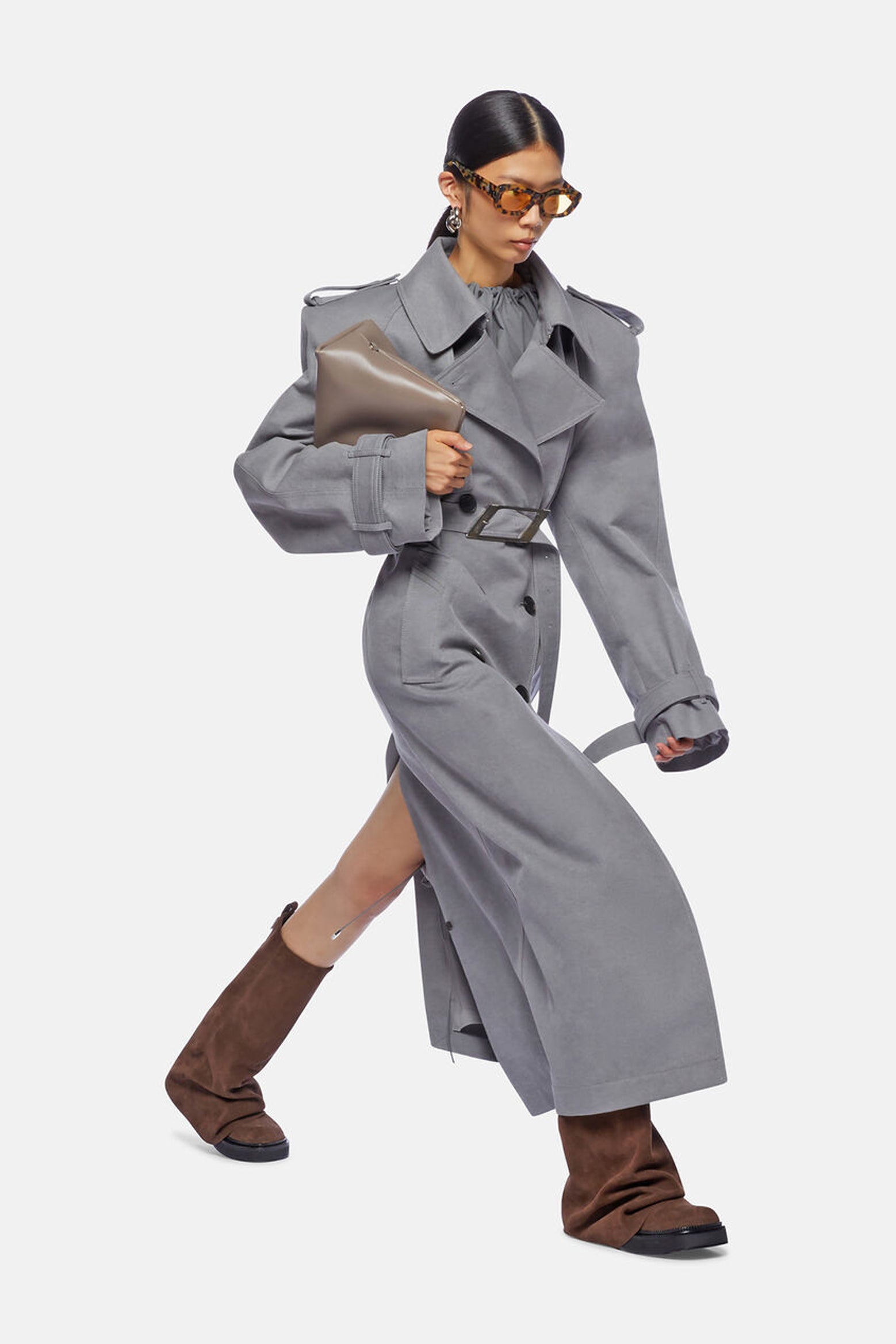 The Attico Grey Trench available at The New Trend Australia