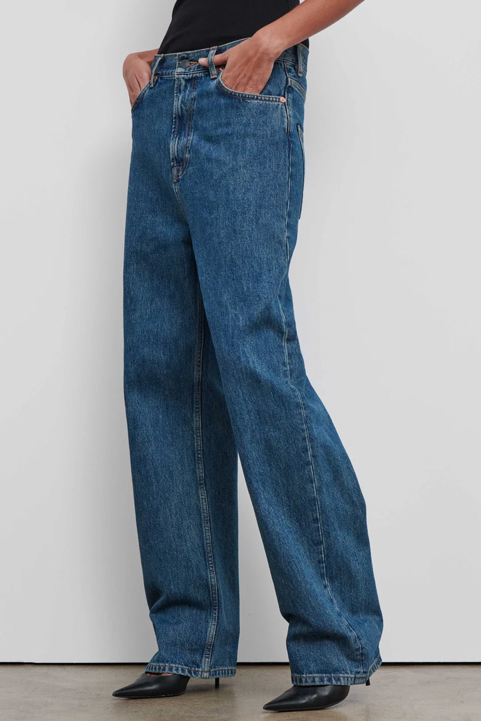 WARDROBE.NYC DENIM LOW RISE JEAN IN INDIGO | THE NEW TREND