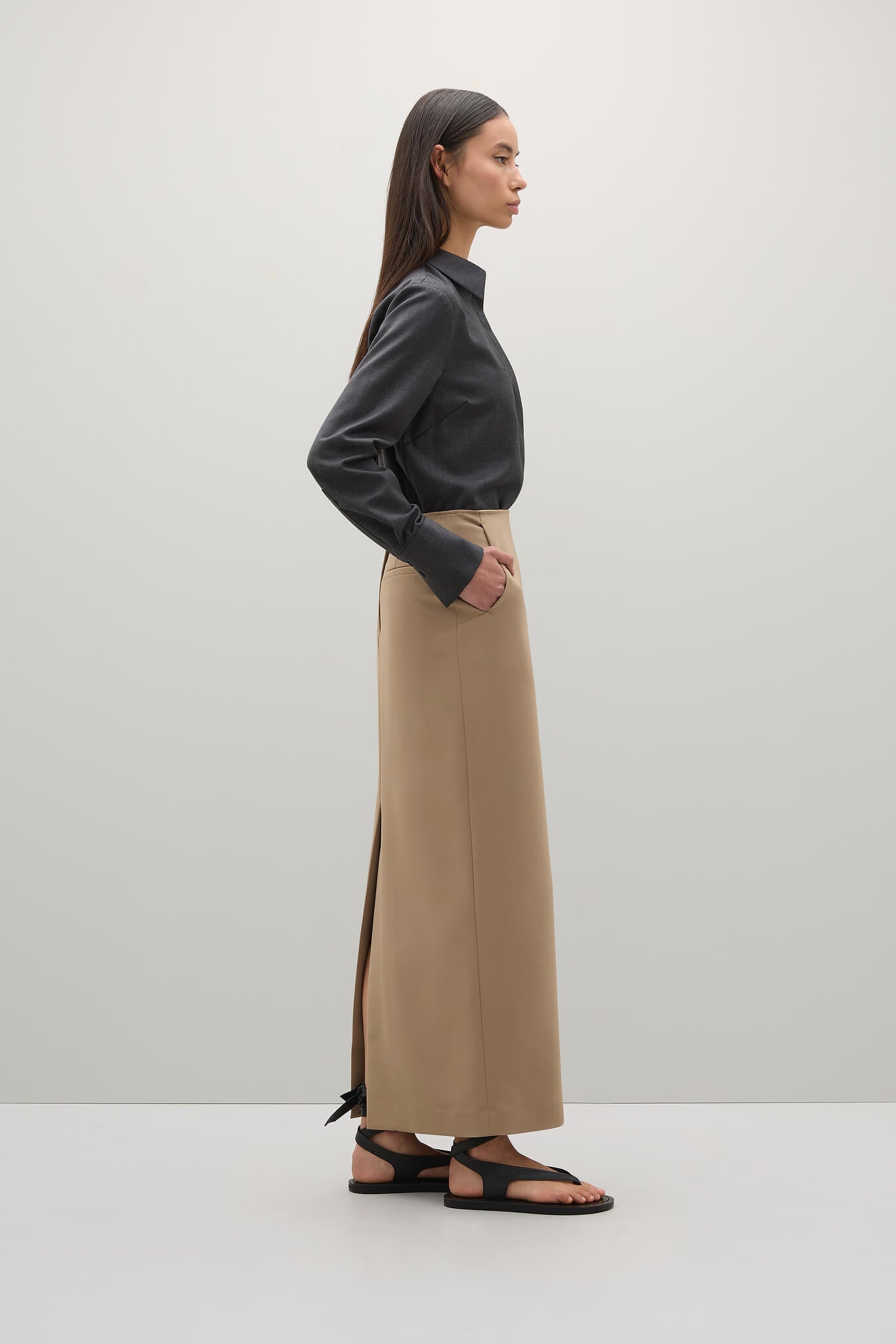 A.EMERY PHILIPPA WOOL SHIRT IN CHARCOAL | THE NEW TREND