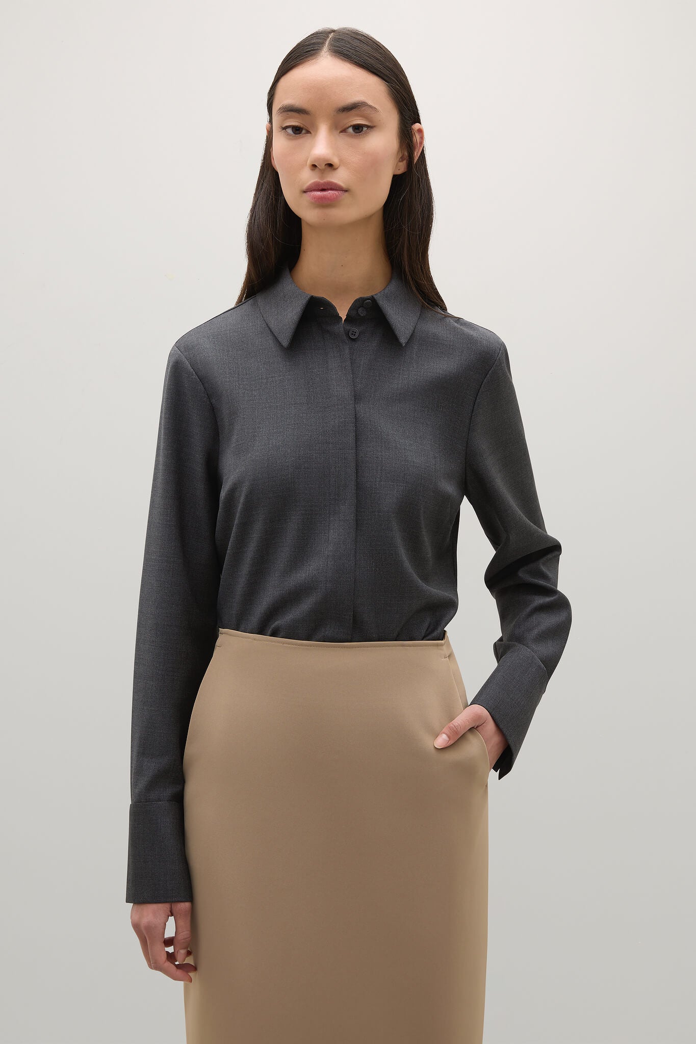 A.EMERY PHILIPPA WOOL SHIRT IN CHARCOAL | THE NEW TREND