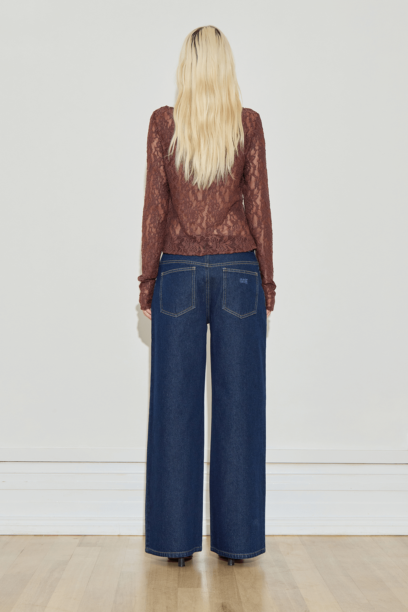 MAISON ESSENTIELE ASYMMETRIC LACE TOP IN BROWN | THE NEW TREND