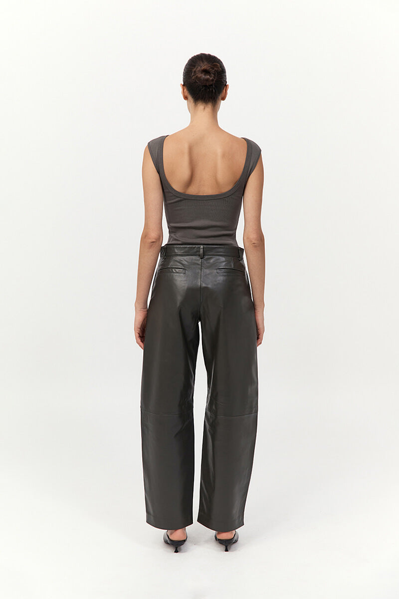 ST. AGNI LEATHER BALLOON PANTS IN KHAKI | THE NEW TREND