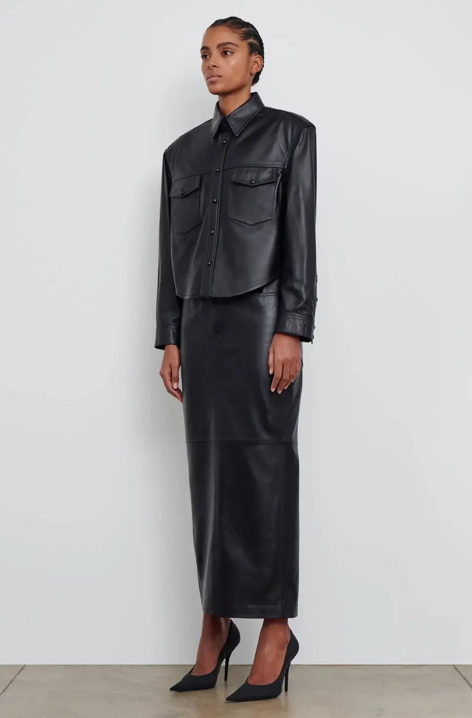 WARDROBE.NYC LEATHER COLUMN SKIRT | THE NEW TREND