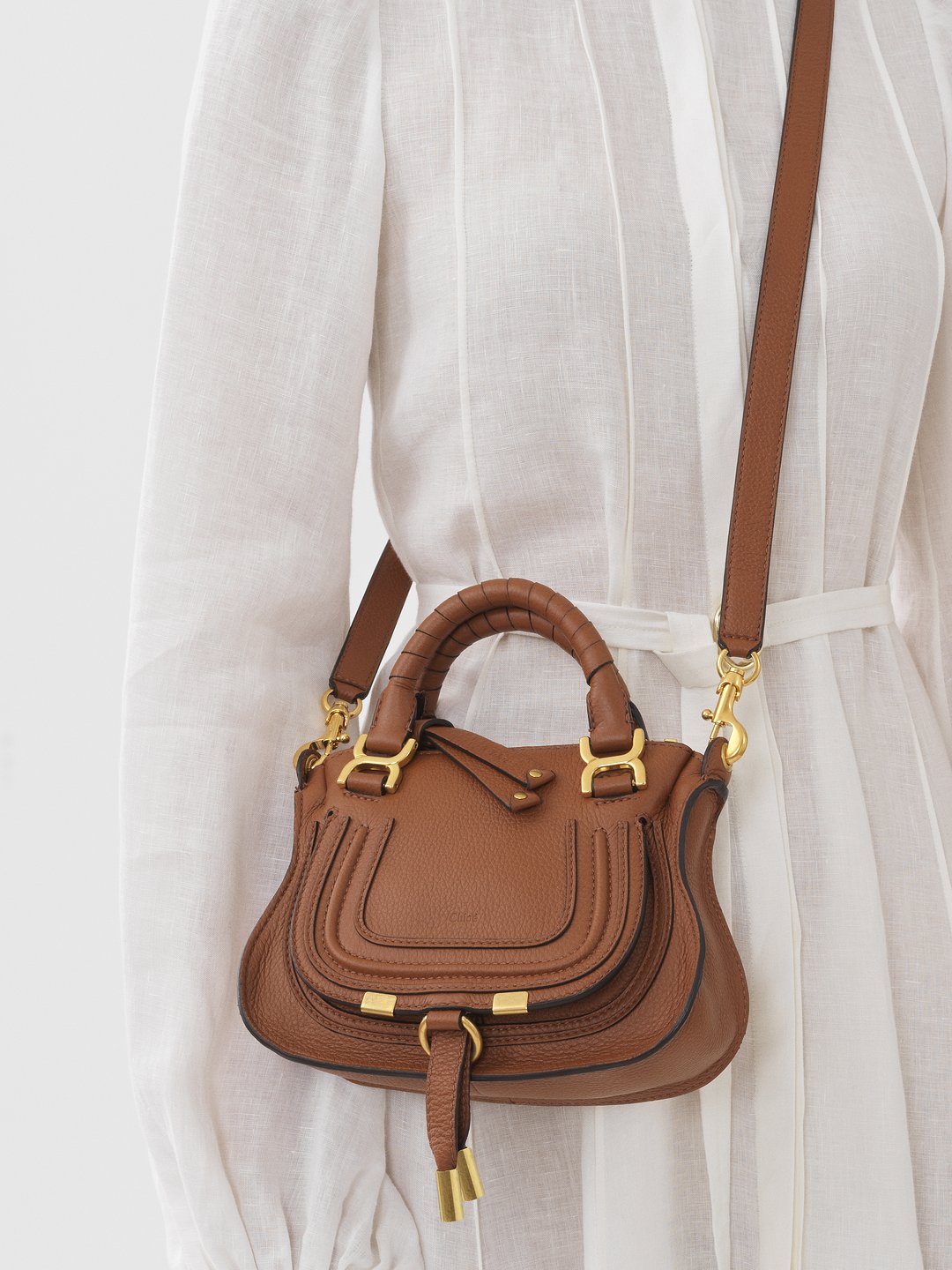 CHLOÉ Marcie Mini Double Carry Bag in Tan | The New Trend