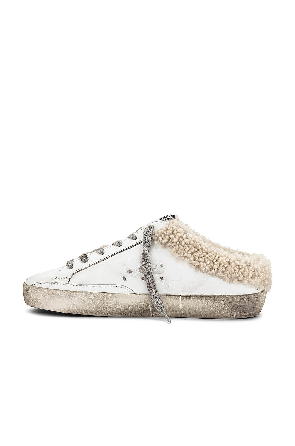 Golden Goose Superstar Sabot Sneakers in White/Silver/Beige from The New Trend