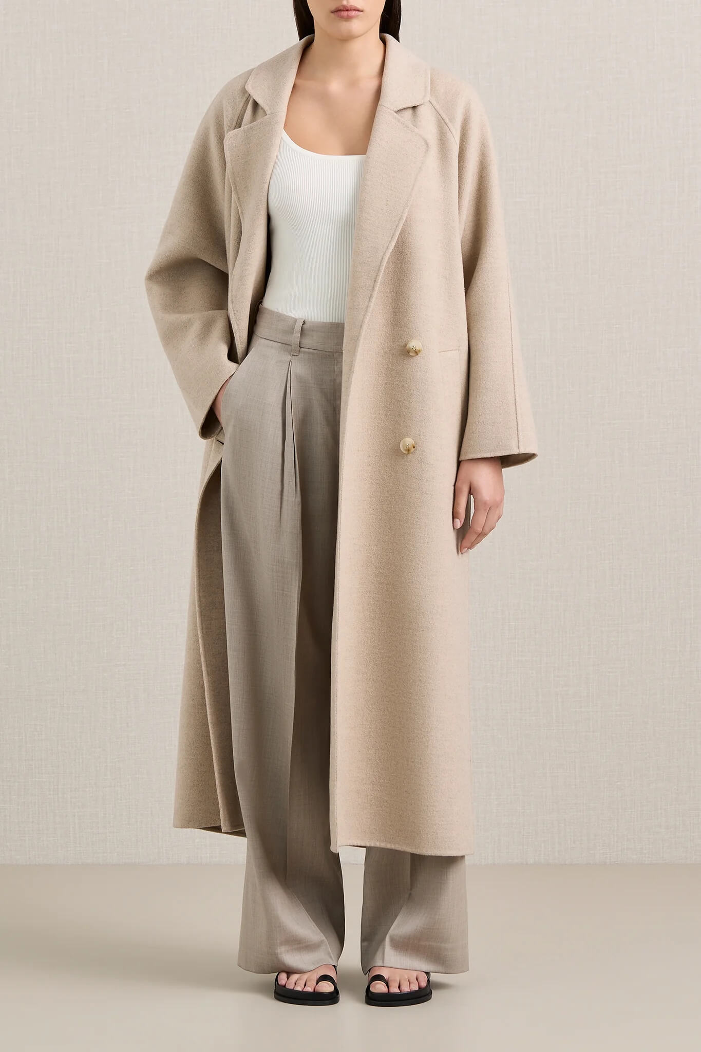 The A.EMERY Evans Coat in Almond Melange available at The New Trend.