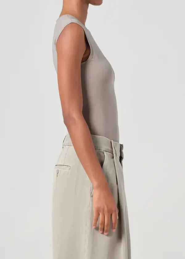 AGOLDE AURA SLEEVELESS BODYSUIT IN ALLUMINIUM | THE NEW TREND