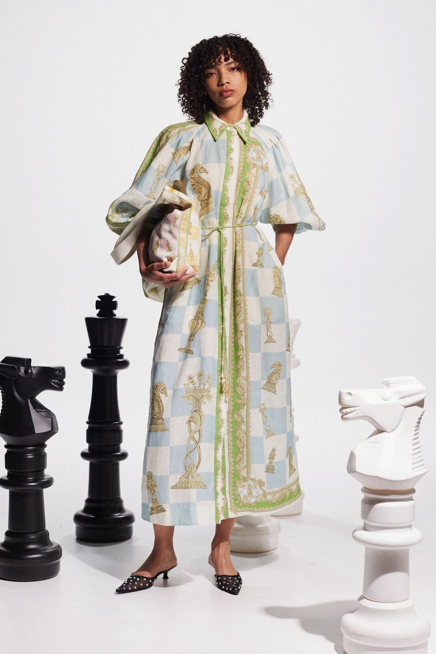 ALÉMAIS Checkmate Linen Shirtdress in Multi | The New Trend