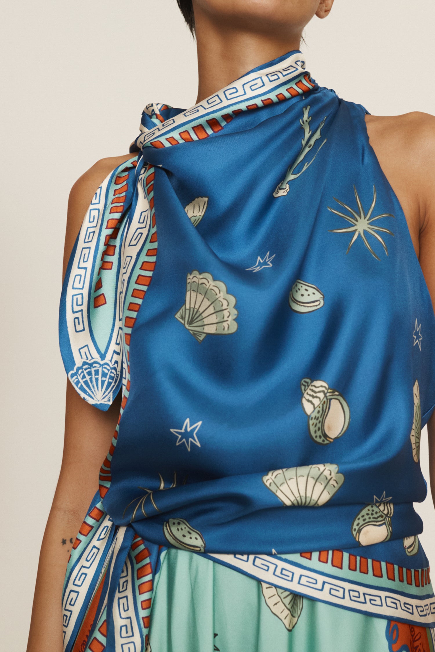 ALÉMAIS SURREALIST SUMMER SCARF MIDI DRESS FROM THE NEW TREND