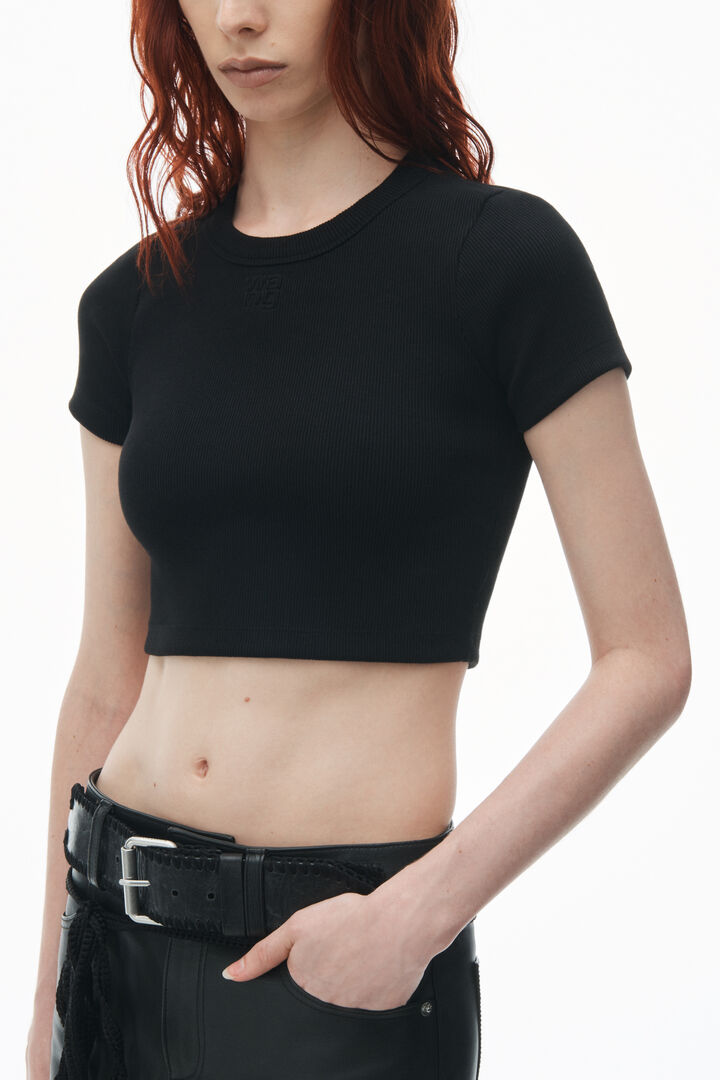 ALEXANDER WANG Cropped Short Sleeve in Black available at The New Trend