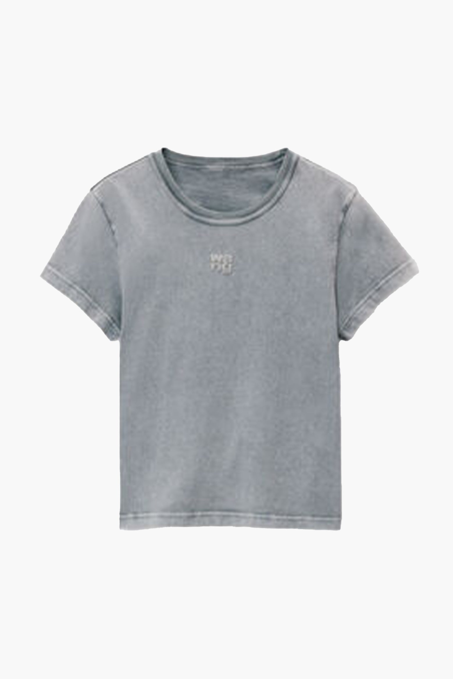 The Alexander Wang Essential Jersey Shrunk Tee with Puff Logo & Bound Neck in Acid Fog available at The New Trend. 