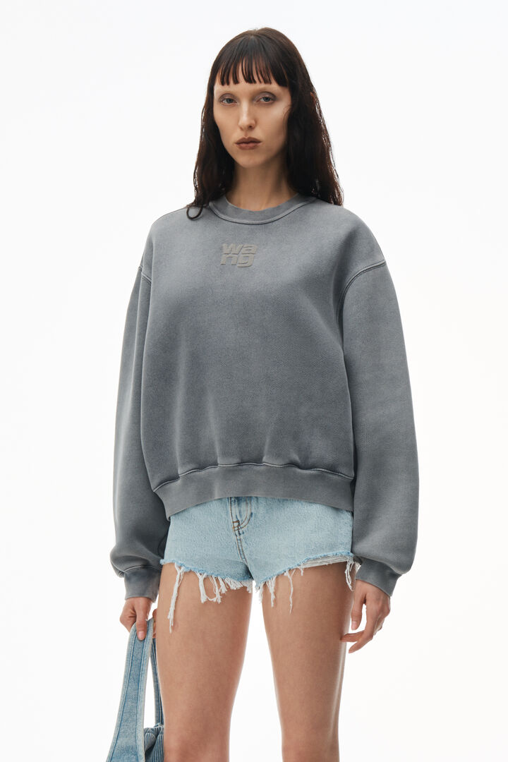 The Alexander Wang Essential Terry Crew Sweatshirt in Acid Fog available at The New Trend.