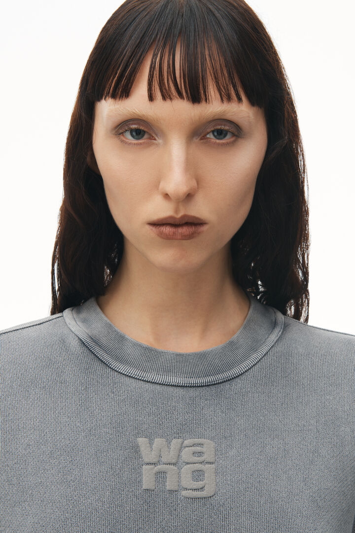 The Alexander Wang Essential Terry Crew Sweatshirt in Acid Fog available at The New Trend.