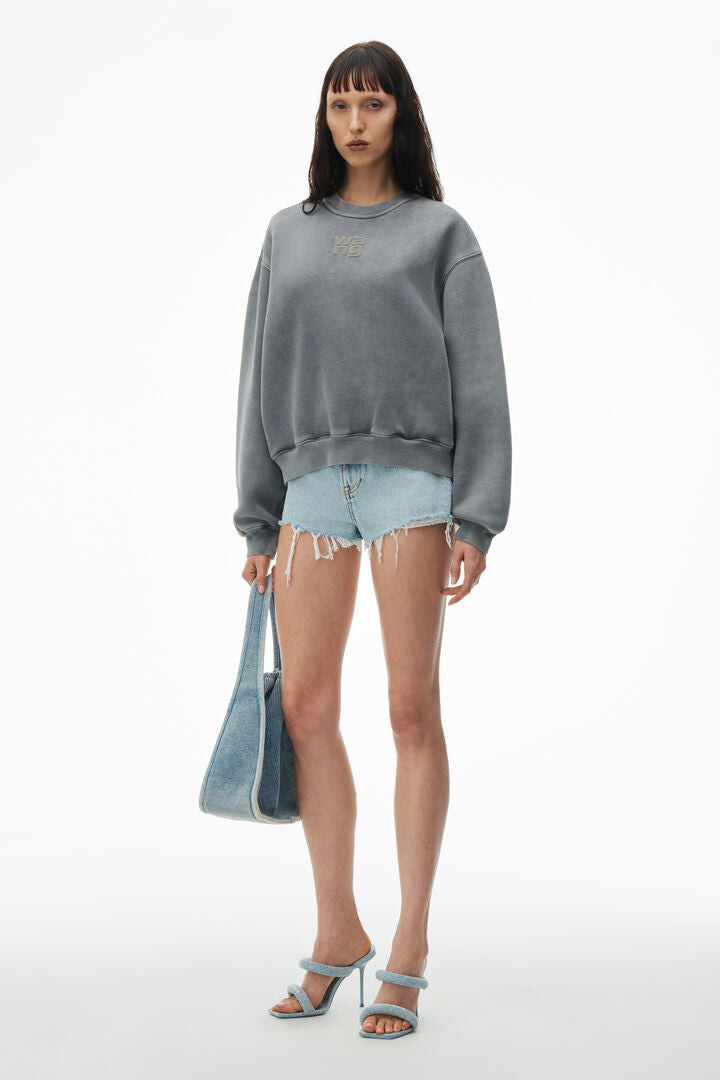 The Alexander Wang Essential Terry Crew Sweatshirt in Acid Fog available at The New Trend.