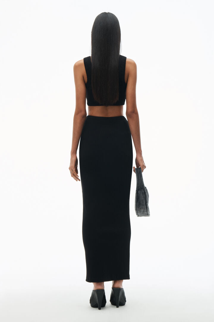 ALEXANDER WANG Maxi Skirt with Embossed Logo in Black available at The New Trend