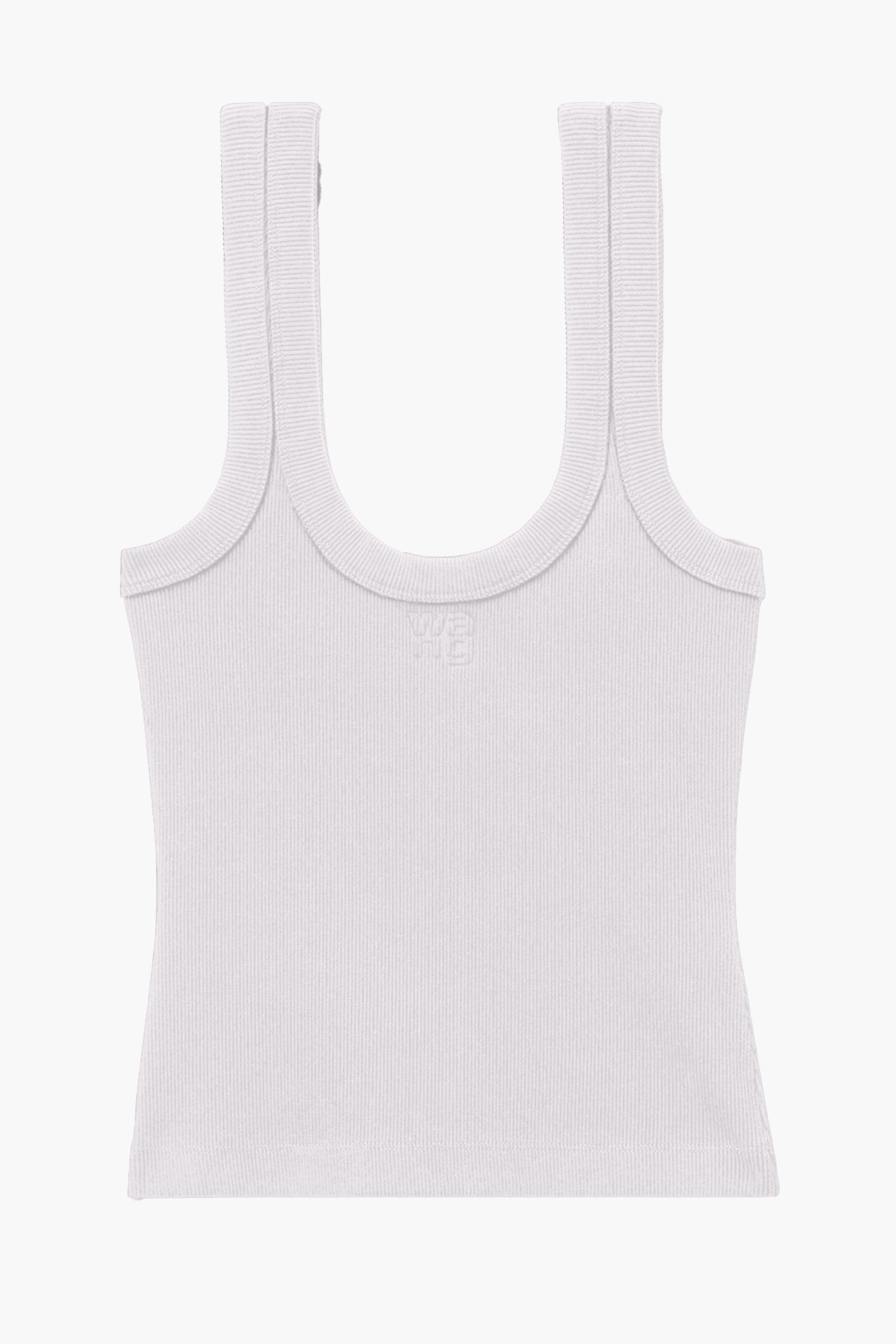 ALEXANDER WANG Tank Top with Embossed Logo in Washed Smoke White available at The New Trend