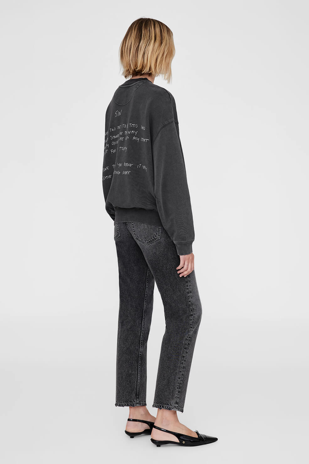 ANINE BING JACI SWEATSHIRT LYRICS IN WASHED BLACK | THE NEW TREND