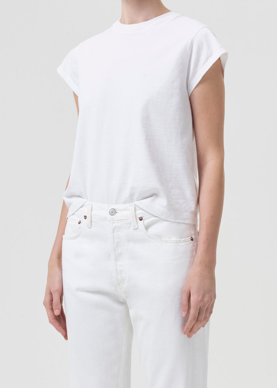 Agolde Bryce Cap Sleeve Tee in White available at TNT The New Trend Australia