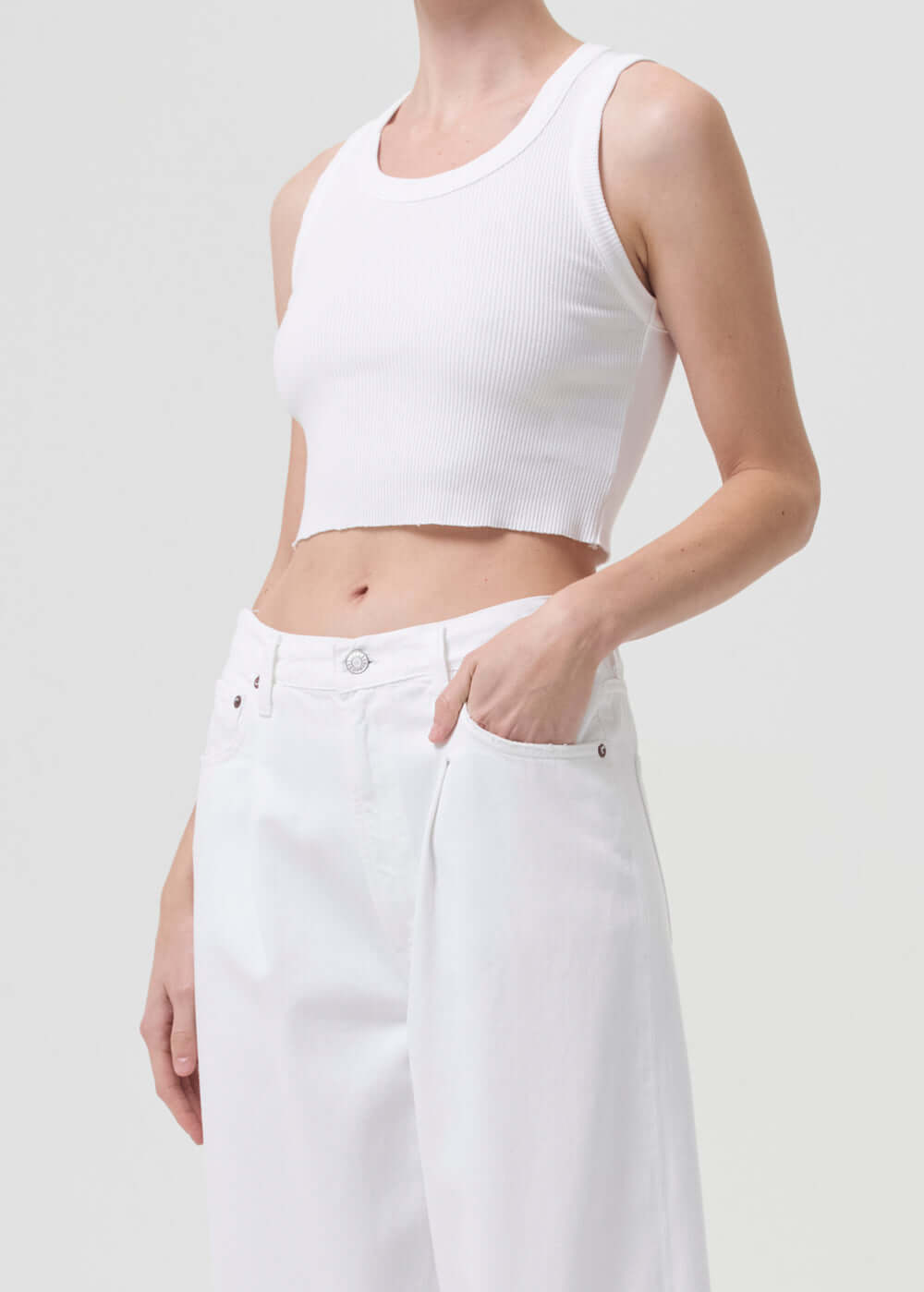 AGOLDE Cropped Poppy Tank in White The New Trend