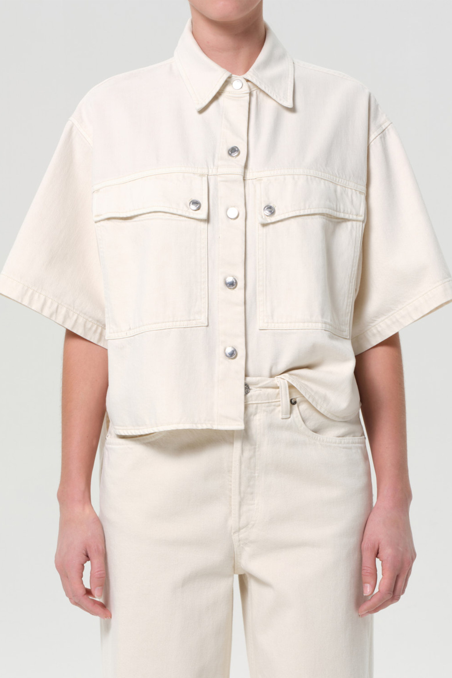 AGOLDE ENORA SHIRT IN BROWN RICE | THE NEW TREND