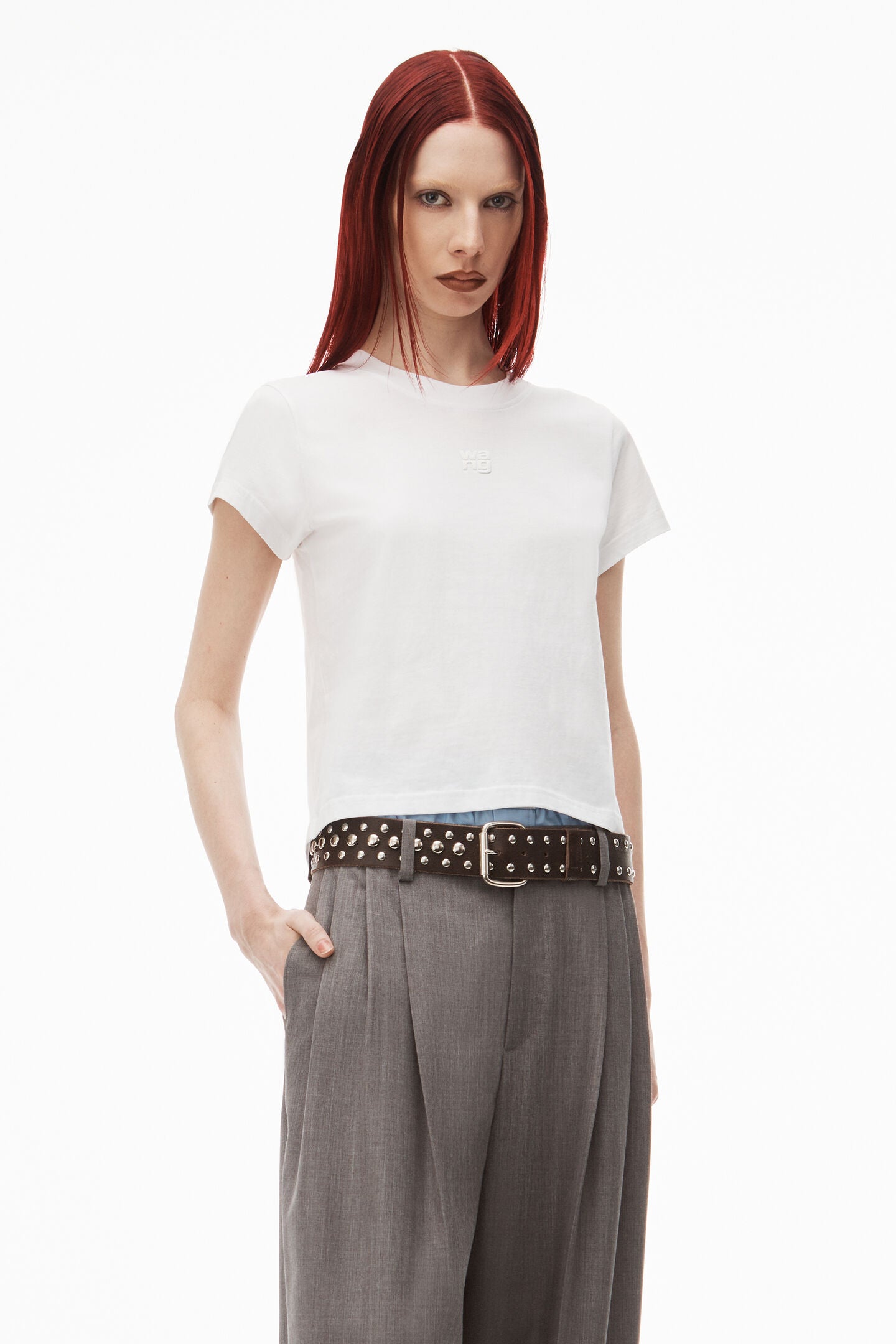 Alexander Wang Essential Jersey Shrunk Tee With Puff Logo available at TNT The New Trend Australia.