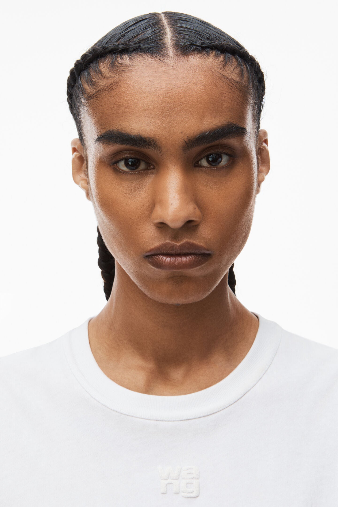 The Alexander Wang Essential Jsy Shrunk Tee W Puff Logo and Bound Neck in White available at The New Trend Australia