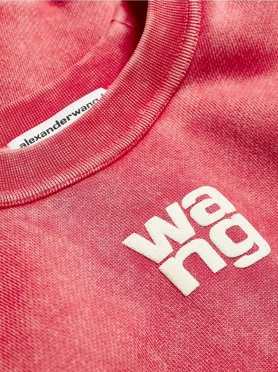 The Alexander Wang Essential Terry Crew Sweatshirt W Puff Paint Logo in Soft Cherry available at The New Trend Australia