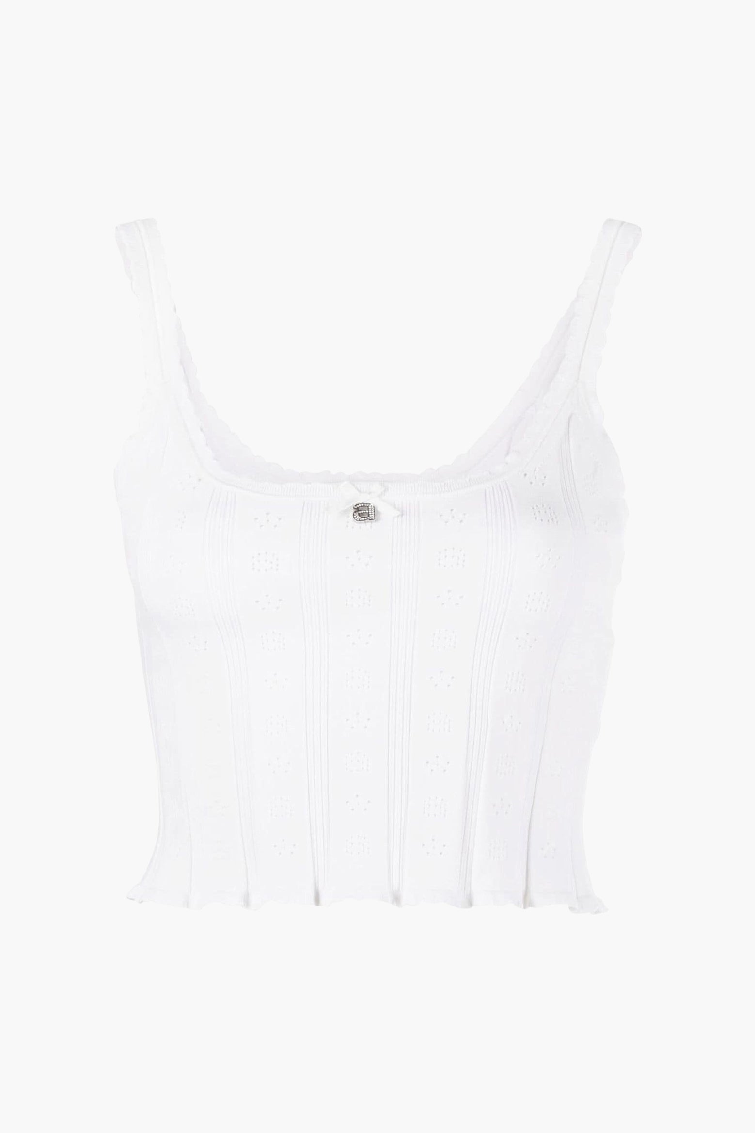 Alexander Wang Logo Pointelle Cami Tank in Soft White available at TNT The New Trend Australia.